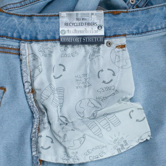 Rewash The Girlfriend 11/30 Mid-Rise Blue Denim Shorts Eco-Friendly Stretch - Picture 6 of 6